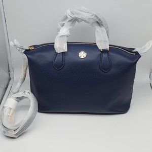 Tory Burch Carter Small Slouchy Satchel Royal Navy